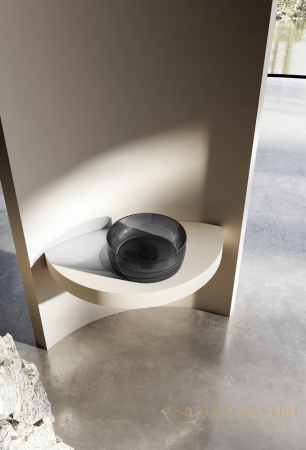 раковина накладная прозрачная abber kristall at2804onyx, 40х40 см, черный