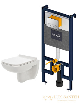 комплект aquame aqm42007cr: инсталляция с клавишей aqm4001cr, унитаз aqm2007 с быстросъемным сиденьем микролифт