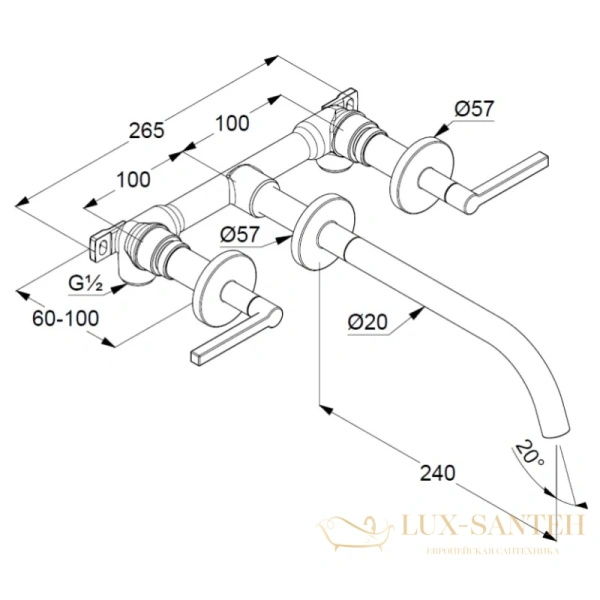 смеситель для раковины kludi nova fonte puristic 201460515 без донного клапана, хром
