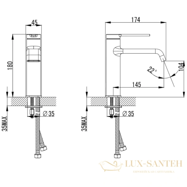 смеситель для раковины aquame asti aqm6410cr, хром
