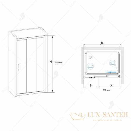 душевая дверь rgw passage 06081309-11u pa-13 90, профиль хром, стекло прозрачное
