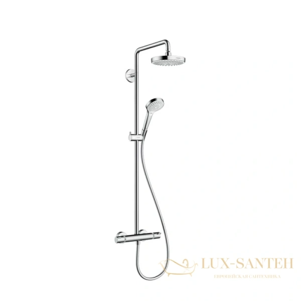 душевая стойка hansgrohe croma select s 27253400, showerpipe 180 2jet с термостатом, белый/хром
