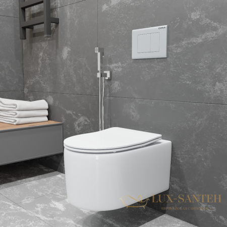 унитаз подвесной безободковый charus infinito rimless ewc700-130w, с быстросъемной крышкой с сиденьем, микролифт,белый глянцевый