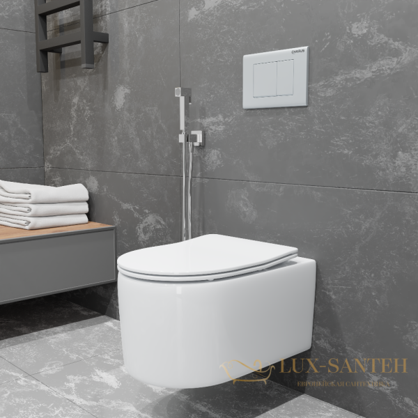 унитаз подвесной безободковый charus infinito rimless ewc700-130w, с быстросъемной крышкой с сиденьем, микролифт,белый глянцевый