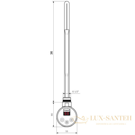 тэн термиком 600w с дисплеем хром, кабель с вилкой серый