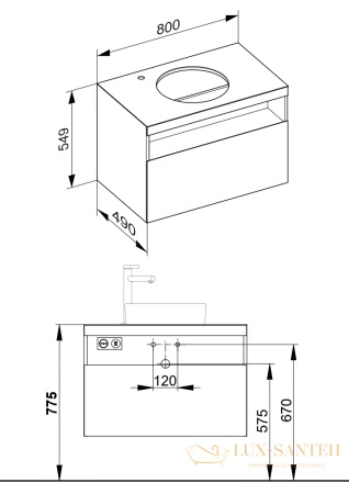 тумба под умывальник keuco stageline, 32864180100, 800x550x490 мм, к/ф: кашемир