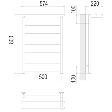 полотенцесушитель водяной terminus контур 4670078529718 с полкой п7 500x800