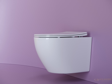 унитаз подвесной ceramica nova uno cn11001, безободковый, с сиденьем микролифт, белый