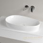 раковина накладная villeroy&boch antao 4a7465rw, 65x40x14,6 cм, stone white ceramicplus, без перелива, белый матовый