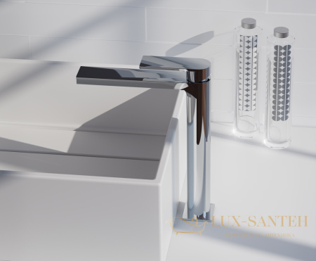 высокий однорычажный смеситель aqg alpha 01alp120cr для раковины без донного клапана, хром