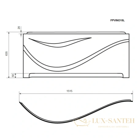 панель фронтальная timo vino fpvino15l 150 см, белый