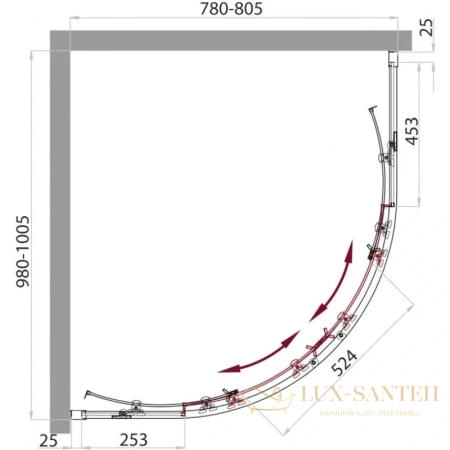 душевой уголок belbagno sela-rh-2 sela-rh-2-100/80-p-cr 100x80 см, стекло рифленое