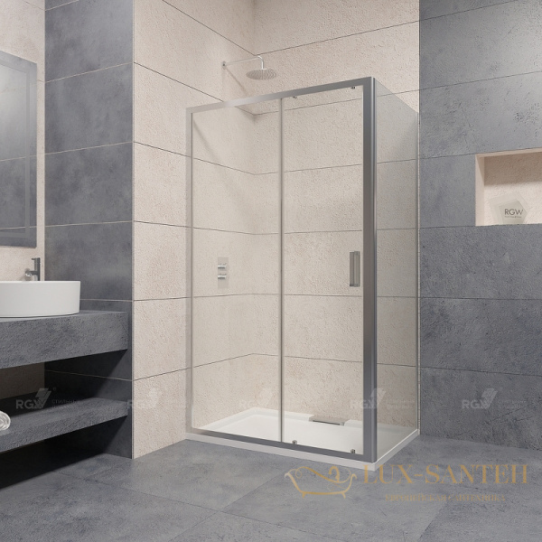 душевой уголок rgw passage 35087639-11 pa-76 130х90, профиль хром, стекло прозрачное