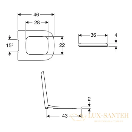 сиденье geberit myday 575410000 с крышкой с механизмом плавного закрывания, белый
