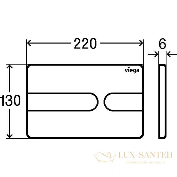 панель смыва viega prevista visign for style 23, модель 8613.1, 773229, для унитазов пластик позолоченный