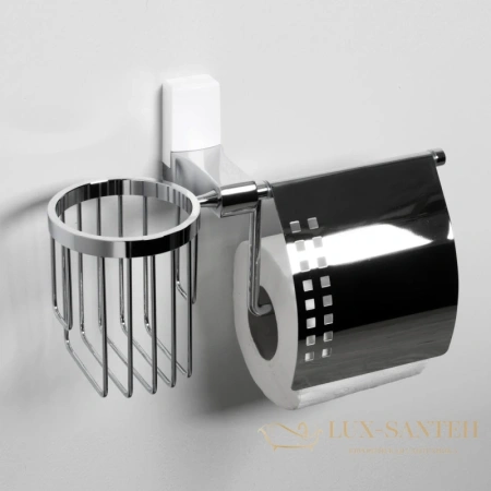 бумагодержатель wasserkraft leine k-5059w с держателем освежителя воздуха, хром/белый