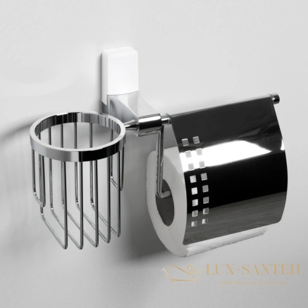 бумагодержатель wasserkraft leine k-5059w с держателем освежителя воздуха, хром/белый