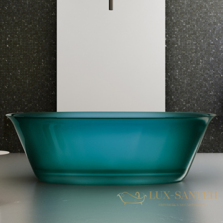 ванна свободностоящая прозрачная abber kristall at9707aquamarin, 170х75х55h см, бирюзовый глянцевый
