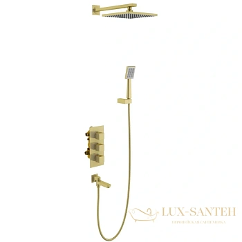 душевой комплект timo tetra-thermo sx-0199/17sm 200 мм, золотой матовый