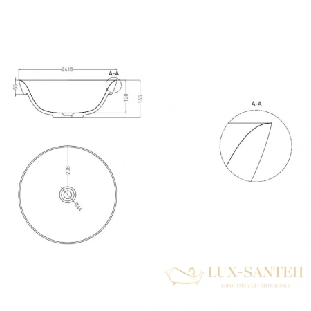 раковина salini marea 1802203m s-stone 41.5x41.5 см, белый