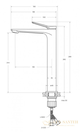 смеситель для раковины belbagno unique-lmc-crm-w0, без донного клапана, хром глянцевый глянцевый