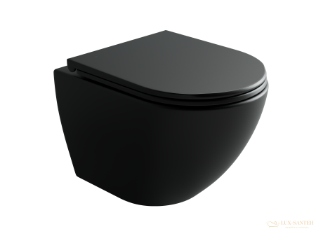 унитаз подвесной ceramica nova metropol cn4002tmb, смыв торнадо, безободковый, с сиденьем микролифт, черный матовый