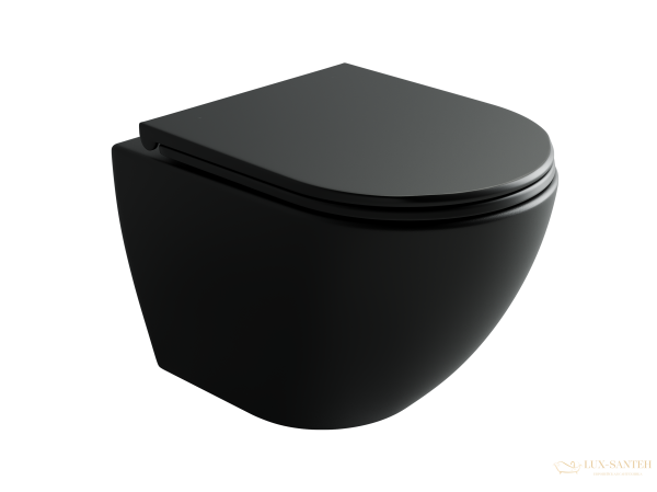 унитаз подвесной ceramica nova metropol cn4002tmb, смыв торнадо, безободковый, с сиденьем микролифт, черный матовый