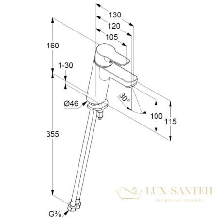 смеситель для раковины kludi pure&easy 372929165 без донного клапана, хром/белый