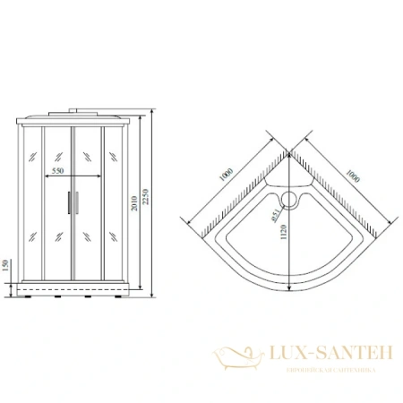 душевая кабина timo comfort t-8801 c 100x100x220 см, стекло прозрачное