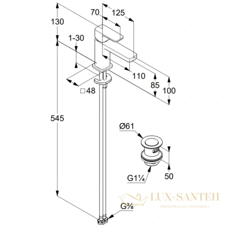 смеситель kludi renon 422665375 для раковины с донным клапаном, белый матовый