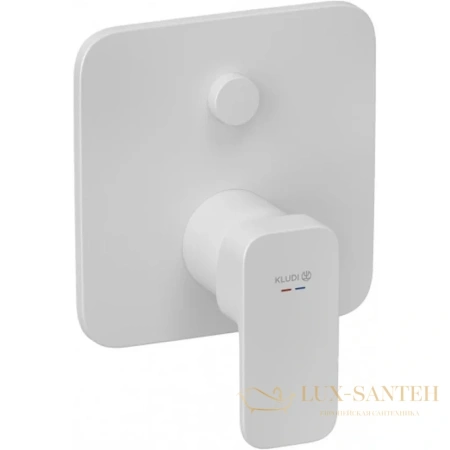 смеситель kludi renon 427595375 для ванны и душа встраиваемый с автоматическим переключателем воды push&switch, белый матовый