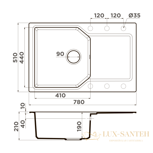 кухонная мойка omoikiri yonaka 78-bl artgranit х черный, 4993708