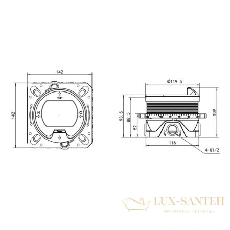 термостат встраиваемый для душа aquame aqm8801mb, на 2 потребителя, черный матовый