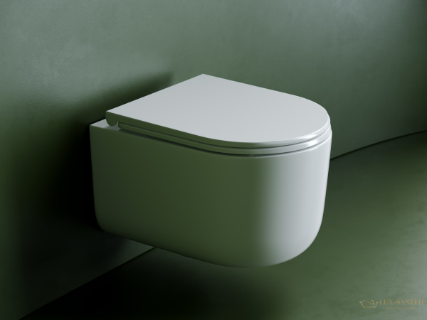 унитаз подвесной ceramica nova ulma, cn4006t, смыв торнадо, безободковый, с сиденьем микролифт, белый