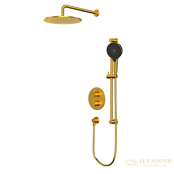 термостатическая душевая система скрытого монтажа whitecross y, yset09topglb, золото брашированное