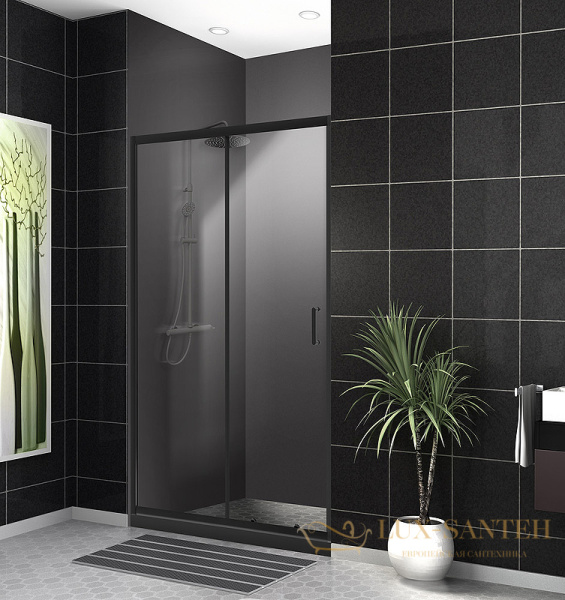 душевая дверь belbagno uno uno-195-bf-1-110-c-nero 110 см профиль черный матовый, стекло прозрачное 