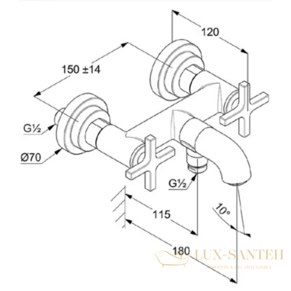 смеситель kludi nova fonte classic 205400520 для ванны, хром