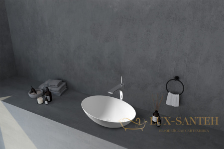 раковина накладная abber stein as2609, 50х35 см, белый матовый