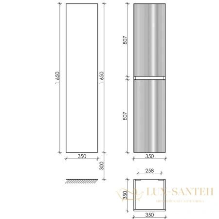 пенал sancos snob t psnt35w l/r подвесной, белый матовый