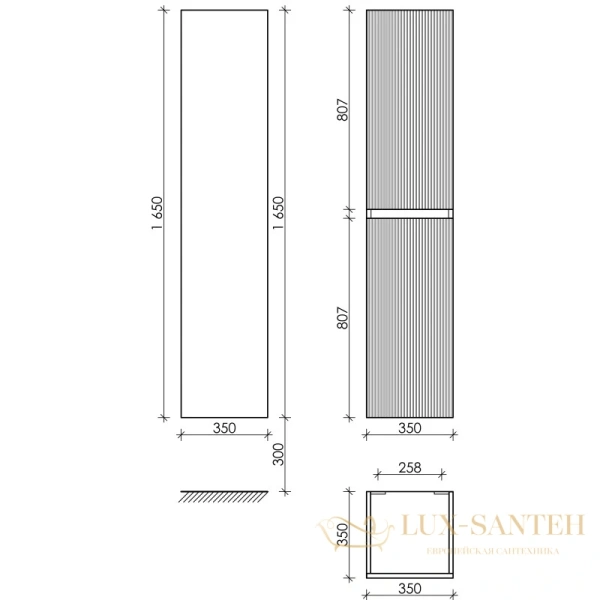 пенал sancos snob t psnt35sm l/r подвесной, серый матовый