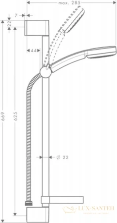 душевой гарнитур hansgrohe verso 100 mono unica 28725000