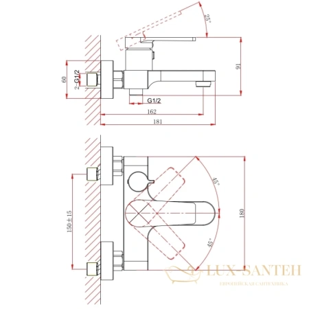 смеситель d&k bayern.furth da1523201 для ванны, хром