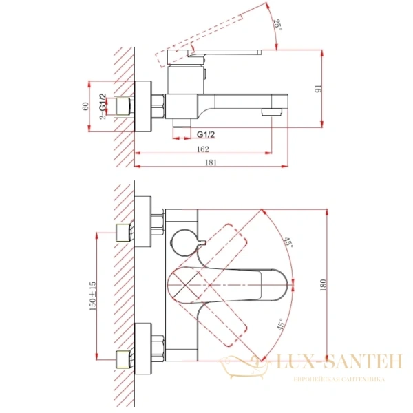 смеситель d&k bayern.furth da1523201 для ванны, хром