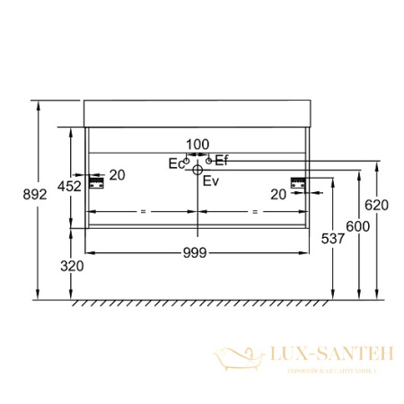 тумба под раковину jacob delafon vivienne eb1668-j5-j5 999х452 мм, белый глянцевый 