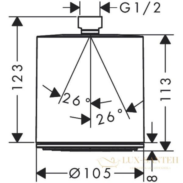 верхний душ hansgrohe pulsify 105 1jet 24130670 черный матовый