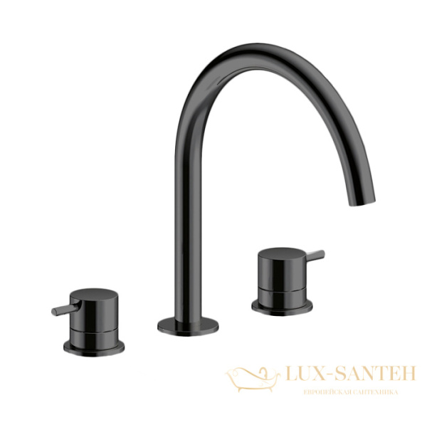 смеситель для раковины на 3 отверстия e214004.ab, без донного клапана, черный хром брашированный pvd