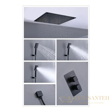 душевой комплект timo petruma sx-5019/03sm 500 мм, черный матовый