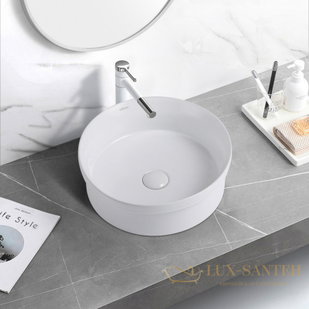 раковина накладная abber bequem ac2103, 40х40 см, белый глянцевый