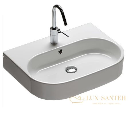 раковина hatria area y0uh01, 60х45 см, 1 отверстие для смесителя, с переливом, подвесная/накладная, белый глянцевый