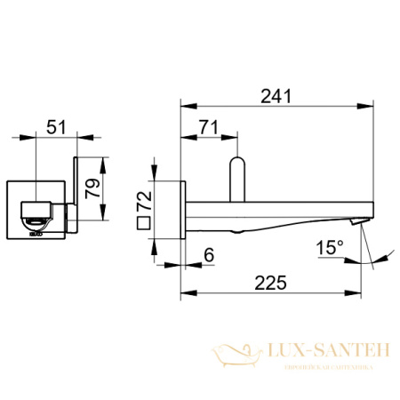 однорычажный смеситель для умывальника keuco 241 мм ixmo flat, 59516011302, хром
